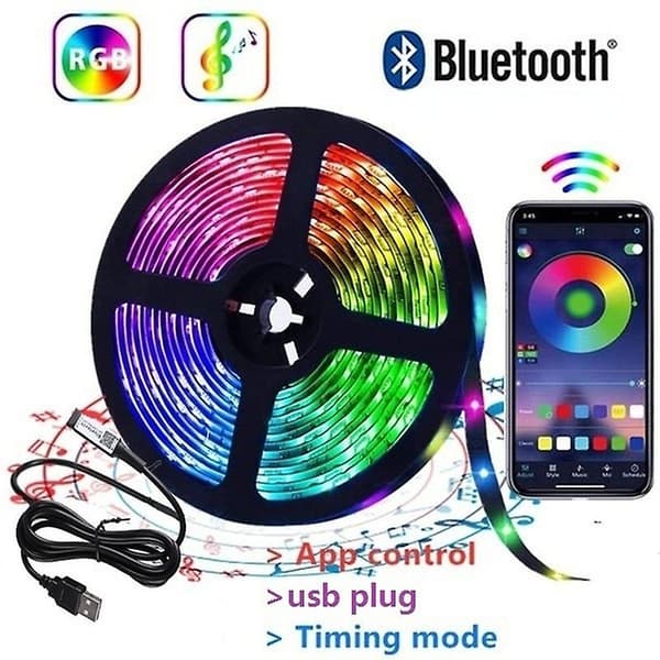 Led 20m (10mx2), Led-rom med Bluetooth, Led-stripe styrt med fjernkontroll