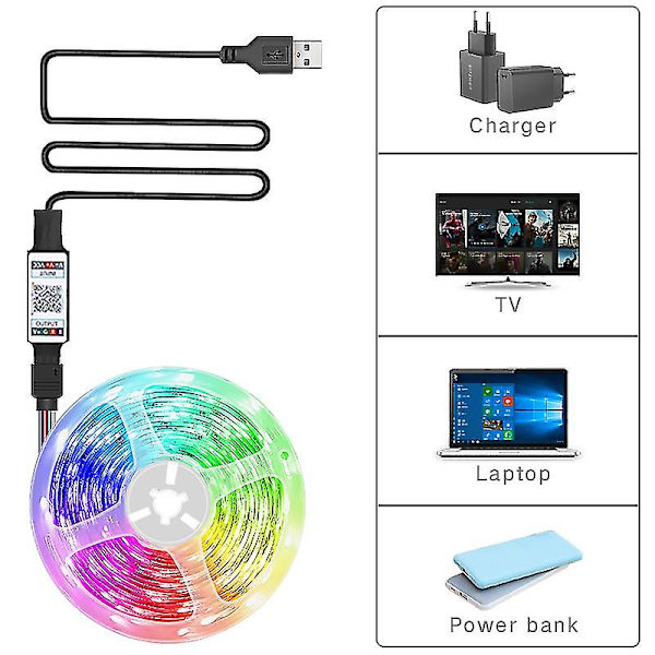 RGB 5050 LED-list med Bluetooth-appkontroll 5v USB för TV-bakgrundsbelysning rumsdekoration