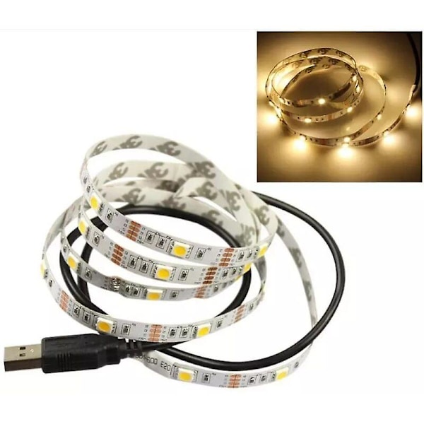 5V USB LED-strimler 2835 Varm hvid Hvid LED-strimmel Lysstrimmel TV-baggrundsbelysningsstrimmel Hjemmedekoration Lampe 5m1pc)