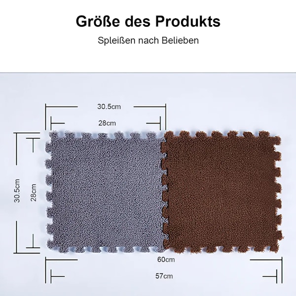 Mattor, 10 st golvmattor, EVA, skärbar, fritt skarvbar, tvättbar, 30*30cm, lapptäcke golvmatta av sammet, mockamatta, mörkgrå