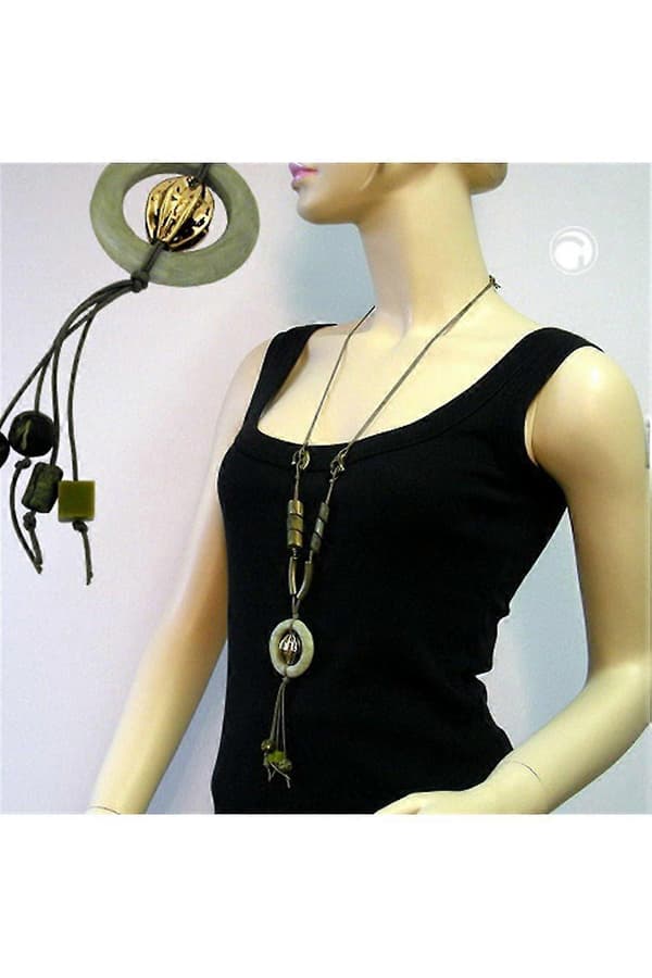 Halsband Stor Ring Mörkgrön-oliv 100cm - Gl02639