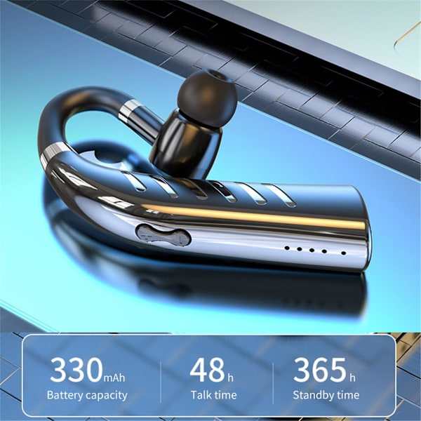 Enkel trådlös Bluetooth 5.3-headset med röststyrning, metallmålning, bilkörningsheadset, enkel handfr 30H samtalstid 180 justering lätt