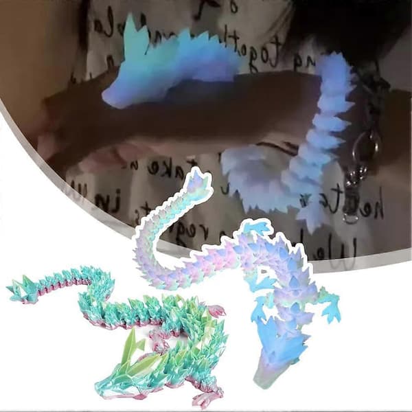 3D-printet krystal-drage leddelt dekoration mini selvlysende fødselsdagsgaver luminous