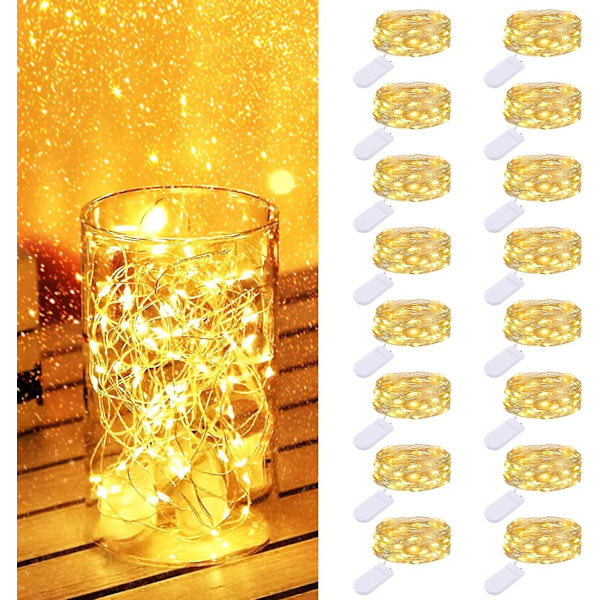 20pcs Fairy Lights Battery Powered, 20 LED Mini String Lights, Waterproof, Warm White