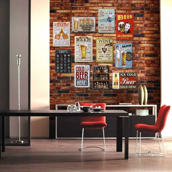 Stort farvet vintage metalskilt 20x30 cm metalplakat vægdekorationsskilt til cafe bar Restaurant Pub ølserie (SHOTS)