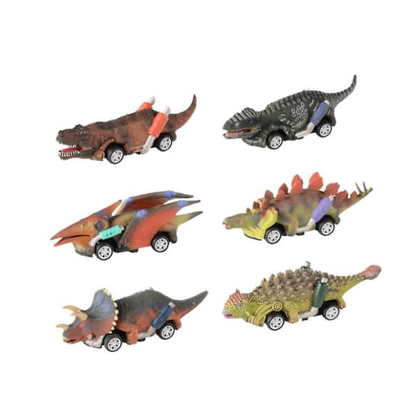 6 stk. Dinosaur Biler Træk Tilbage Legetøj Køretøj Sæt Mini Dyr Bil Fødselsdag Gave Barn