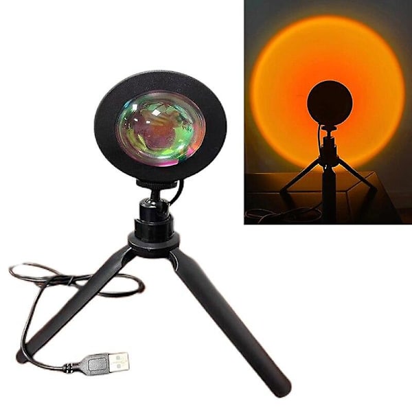 Usb solnedgang regnbue lampe sol projektor stemningslys stue soveværelse natlys værelse indretning bar atmosfære fotografering baggrund（Solnedgang rød）