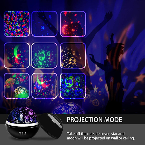 Led-projektor Stjernehimmel, roterende nattelys Baby nattelys Baby nattehimmel