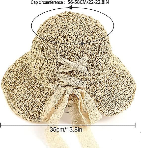 Dww-Damebred Solhat med Bred Skygge (Beige) Sammenfoldelig Solhat Blød Hat Spand Hat Sommer Strand Solhat til Kvinder