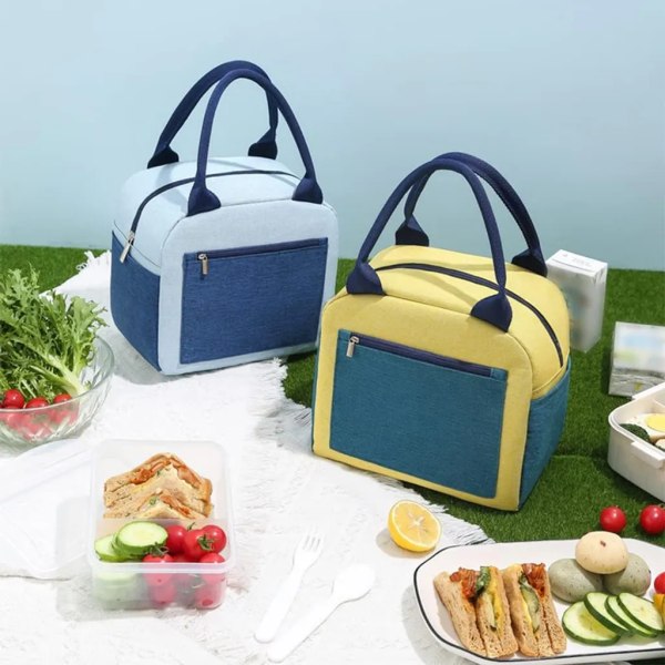 Liten kylväska, liten kylväska, liten kylväska för arbete, Lunchväska Lunchväska Picknickväska Isolerad väska Isolerad väska (blå)