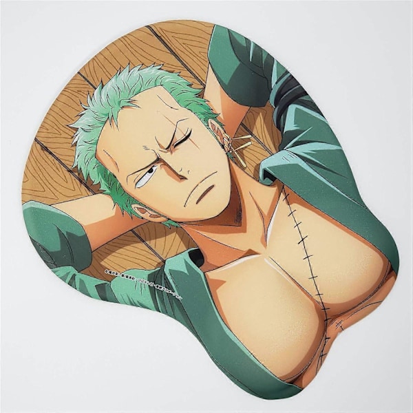 Anime 3D Musmatta med Mjuk Handledsstöd Spel 3D Musmattor 2-vägs Skinn (Mp-Zoro F)