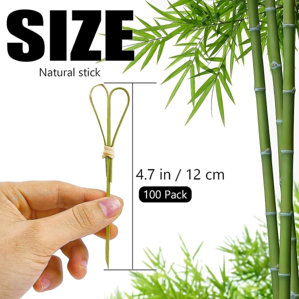 Bambu tandpetare cocktailplockar 12 cm set med 100 stycken - hjärtform
