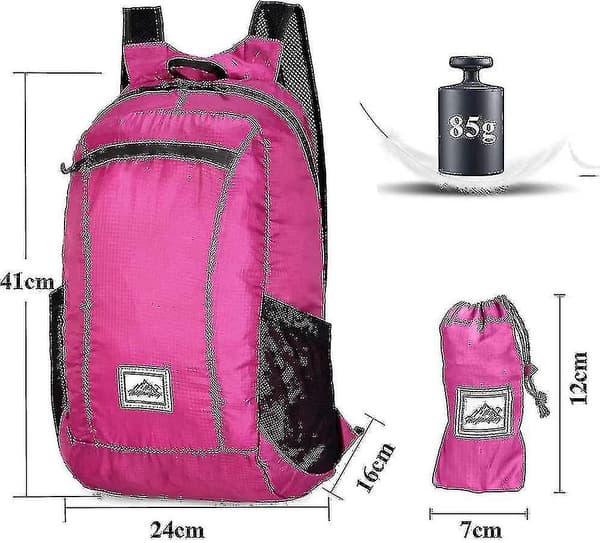 Ultralight Packable 20l Foldable Travel Hiking Backpack_h（Rose Red）