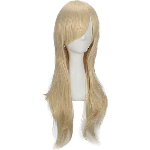 Dam blond peruk full lång lockig peruk för dam flickor kostymfest peruk Acsergery present