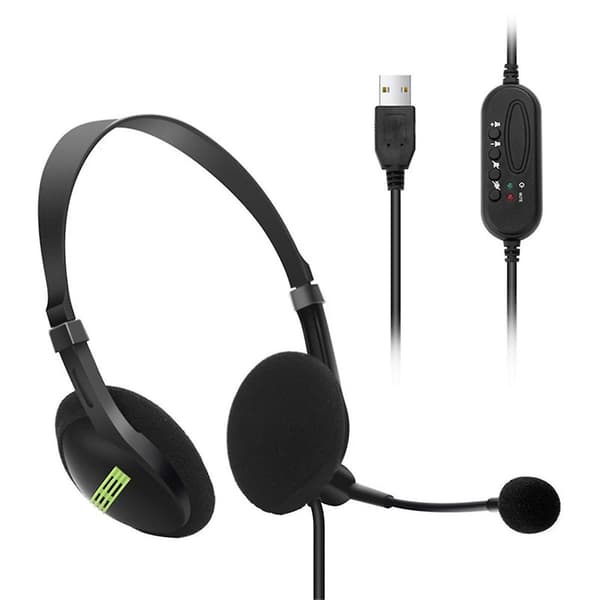 USB-kablet headset med mikrofon, støjreducerende, in-control-forretningskomfort-øretelefon til chattesoftware (som vist)