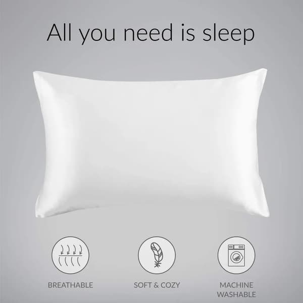 Satin Kuddfodral, 2-pack, Standard Storlek, Kuddfodral med Kuvertförslutning