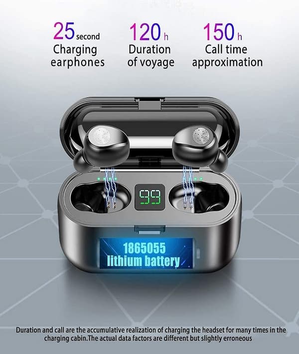 Bluetooth-ørepropper, 5.0-ørepropper med 2000 mAh ladeetui LED-batteriindikator 60 timers spilletid In-Ear Touch Bluetooth-headset IPX7 vanntett True Wireless