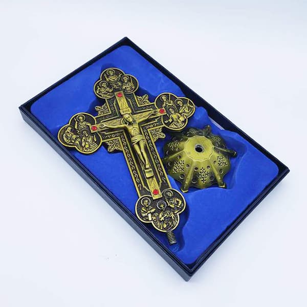 Vacker present Zhaoxing Religiösa presenter Jesus Kristus på korset Staty Bordskrucifix Kors