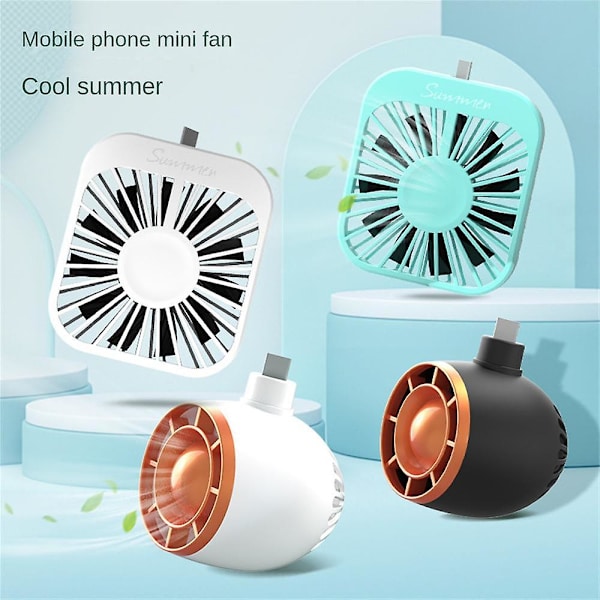 Bärbar kreativ USB liten fläkt Android Apple Typ-c telefon student mini turbo fläkt kylare för camping utomhus hem hushållsapparat（för iphone kabel326）