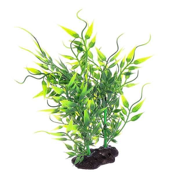 Simuleret plantevand græs kunstig lille bambus til akvarium fisketank dekoration (grøn)（22X17CM，grøn）
