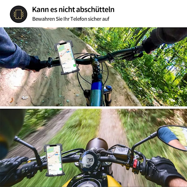 Moottoripyörän puhelinteline, 360° kääntyvä auton teline, musta