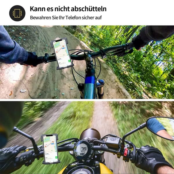 Motorcykel Telefonholder, 360° Roterbar Bilmontering, Sort