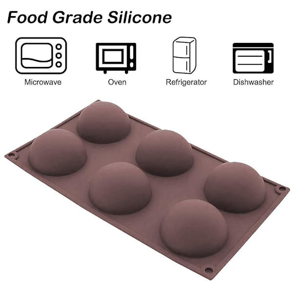4 stk. 6 lige kuppel silikone chokolade farveform | chokoladeform