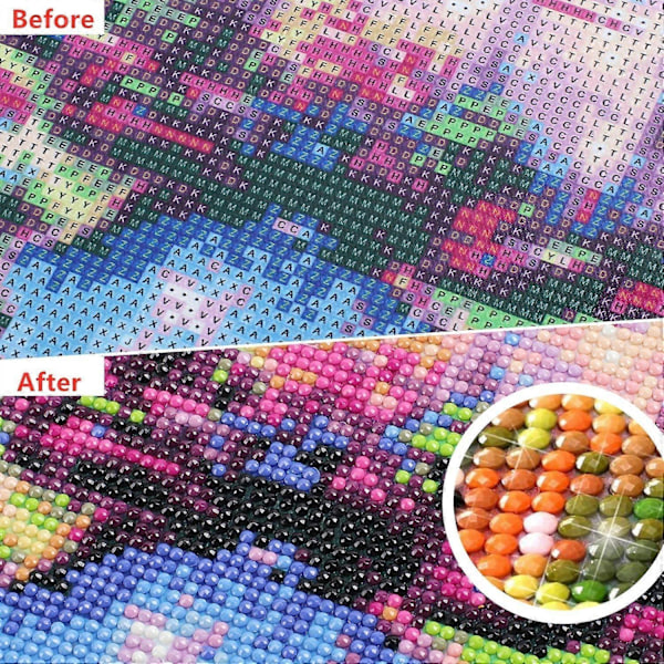 Diamantmålningsset Vuxen Kvinnor Nybörjare Partiell Borr DIY 5D Rund Diamantkonst Set (40*50cm)