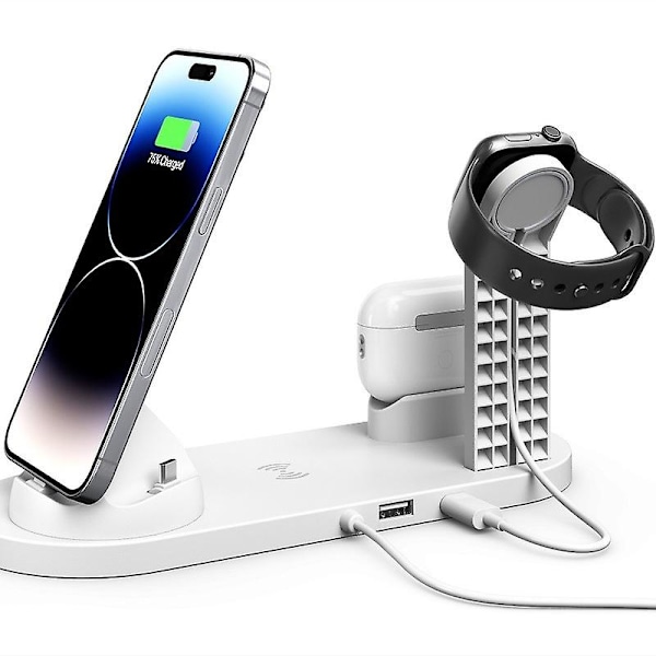 Trådlös laddare, Iphone trådlös laddare, Typ C telefonladdare, mikro-USB telefonladdare, airpods laddare, snabb trådlös laddning silver