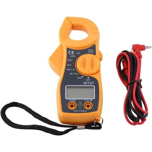 Digitalt multimeter AC DC klemmemeter Voltmeter Amperemeter Strømklemme Ohmmeter Volt Tester LCD Meter Lomme Digital Multi Tester (orange)