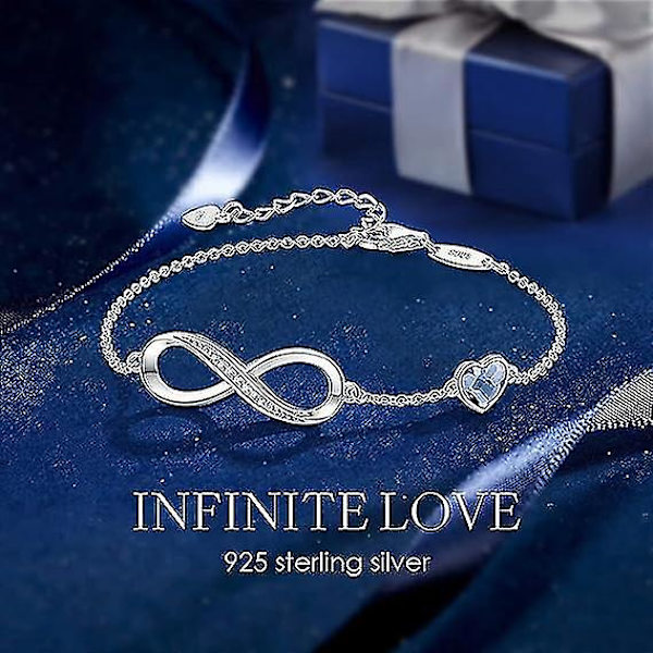 Infinity Hjerte Symbol Charm Link Armbånd Til Kvinner 925 Sterling Sølv Rustfritt Stål Justerbar Jubileums Smykker Bursdagsgaver Til Kvinner Kone G