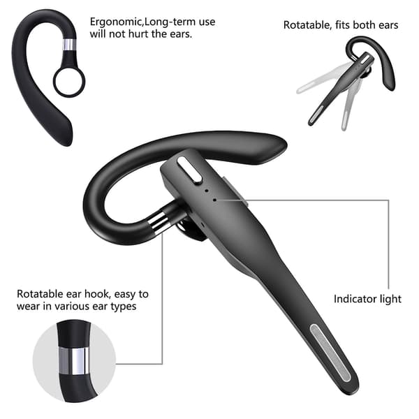 Bluetooth-headset trådlöst Bluetooth-headset V5.1 handsfree-hörlurar med inbyggd mikrofon