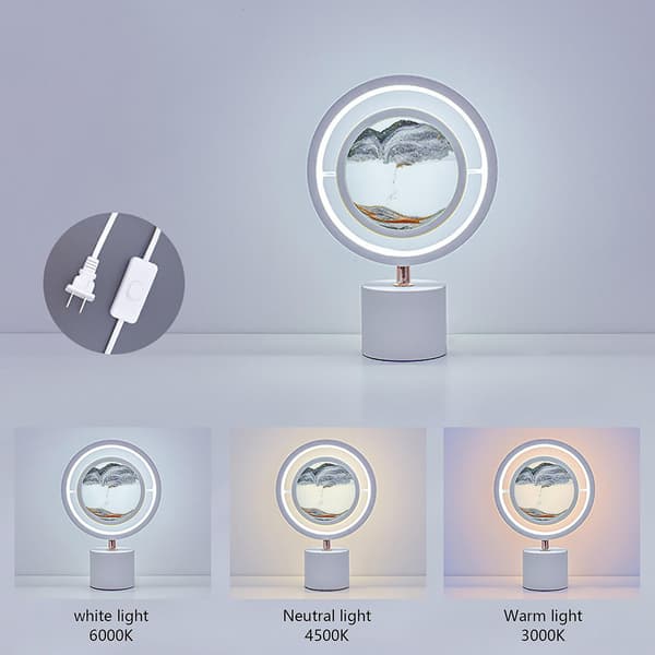 3D Mobil Sandmaleri, 360 Roterende Kvikksand Bordlampe