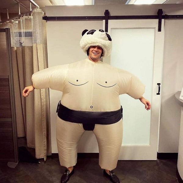 Uppblåsbar Sumo Wrestler Costume Set Unisex Uppblåsbar Party Fat Suit Rolig Halloween Dräkt Vuxen/Barn Cosplay Fancy Dress Kostym (Svart Sumo)