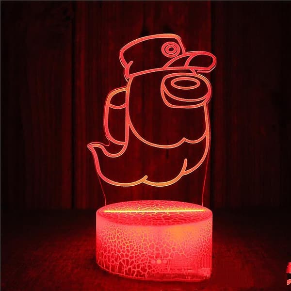 Spill 3D illusjonslampe, spill nattlys for barn, flere farger