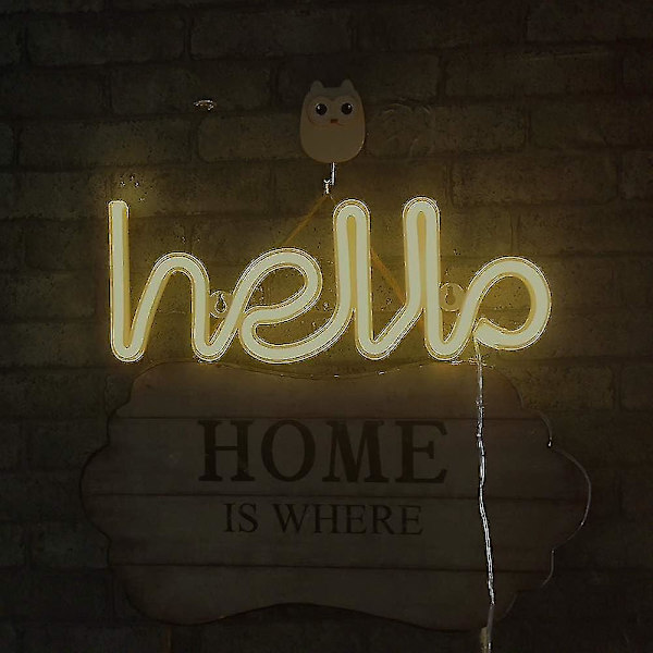 Led Hello Form Neon Bokstavsskylt Neon Bokstäver Ljus Dekorativ Konstljus Väggdekor För Barnrum Jul Bröllopsfest Tillbehör (varm Vit Hello)