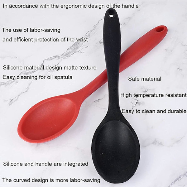 Silikon Spatlar Set 2, Hygienisk Design Matlagning Bakning Spatlar Set för Matlagning Rörning, Blanding och Servering, Röd och Svart med Färgbox