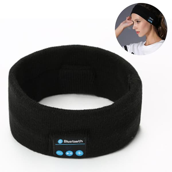 Bluetooth-hodeband | Trådløs Bluetooth-strikkesportshodeband - Svart