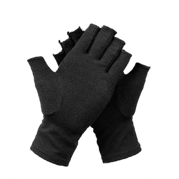 Cykelhandsker - 1 par, Størrelse: Håndfladeomkreds 15cm, Total længde 20cm, Materiale: 46% bomuld + 8% spandex + 46% polyester, Farve: Sort