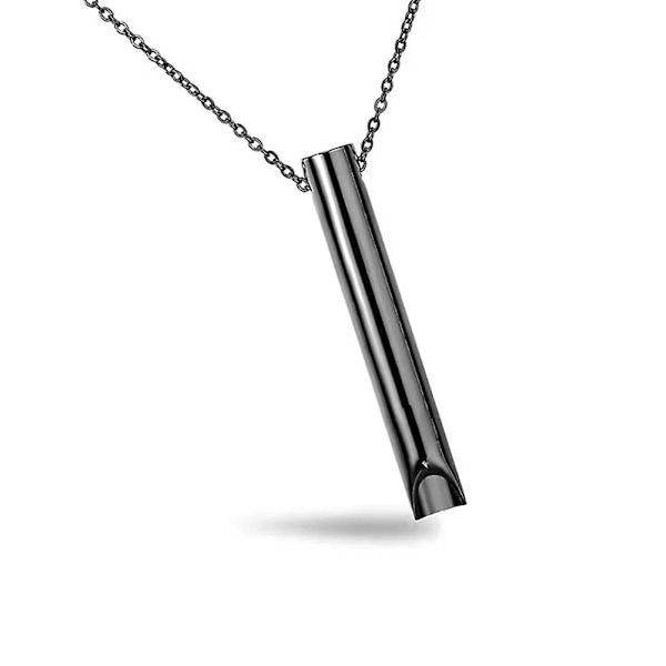 Ångest Halsband Mindfulness Andnings Halsband Rostfritt Stål Anapana Andnings Halsband För Kvinnor Stress Relief Meditationsverktyg（KINA，Svart）