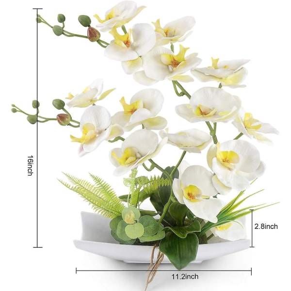 Vit dekorativ äkta touch falsk orkidé bonsai konstgjord blomma imitation porslin blomkruka phalaenopsis orkidé heminredning blomsterarrangemang