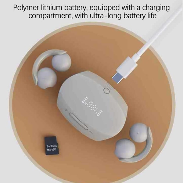 Bekväm öronklämma stil, HiFi ljudkvalitet, lång räckvidd Bluetooth 5.3 intelligent digital display, privat modell universell