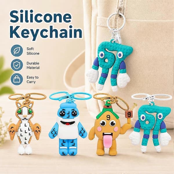 Sjov spilkarakter nøglering silikone rygsækvedhæng til studerende style4