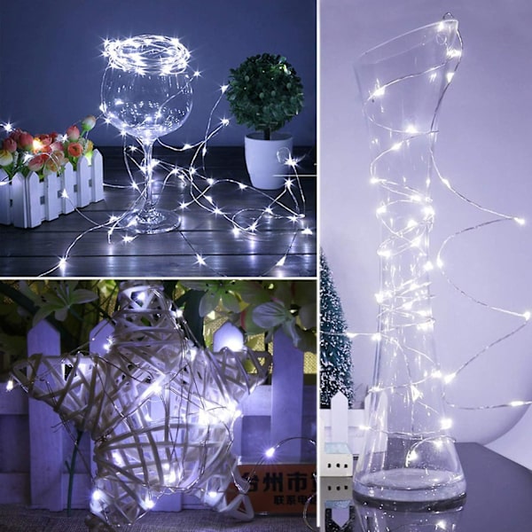 Fairy-valosarjat 12 pakkausta 20 LED-tulikärpäsen valo mikrolanka paristokäyttöinen tähtivalot valkoinen