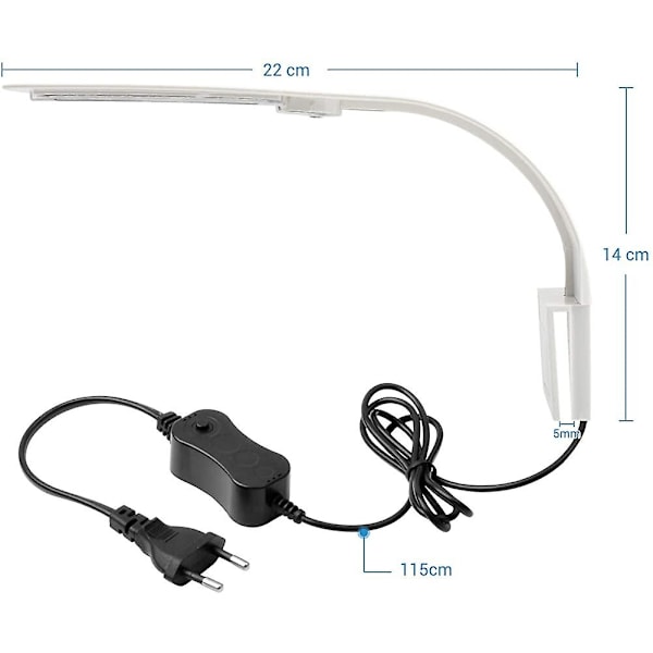 Ultra-tynd LED-lampe til små akvarier, mini akvarium klemmelampe med 24 LED'er