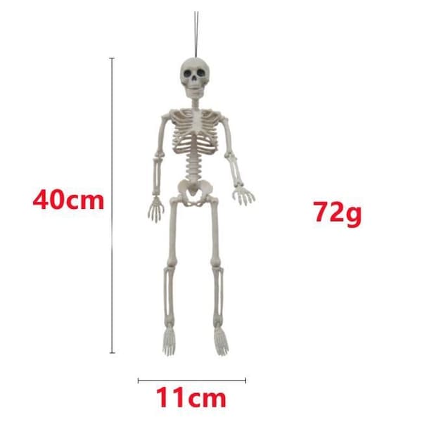 Halloweenskelett - Dekoration - 40cm - Plast - Rörliga leder - Vit