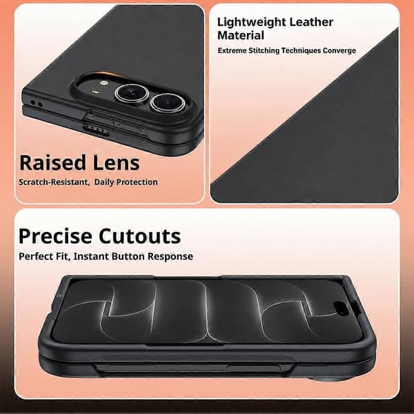 Rutete telefondeksel kompatibelt med iPhone Duo i kunstskinn med slank, skreddersydd passform Solid Black