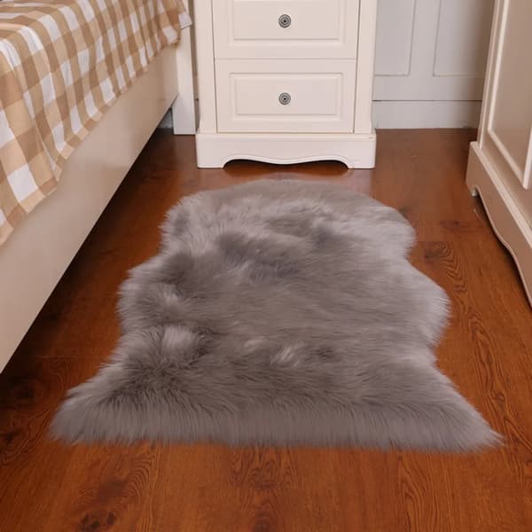 Imitation Lammskinn Matta Konstgjord Päls Ull Sängmatta Soffmatta (Grå, 40*60)