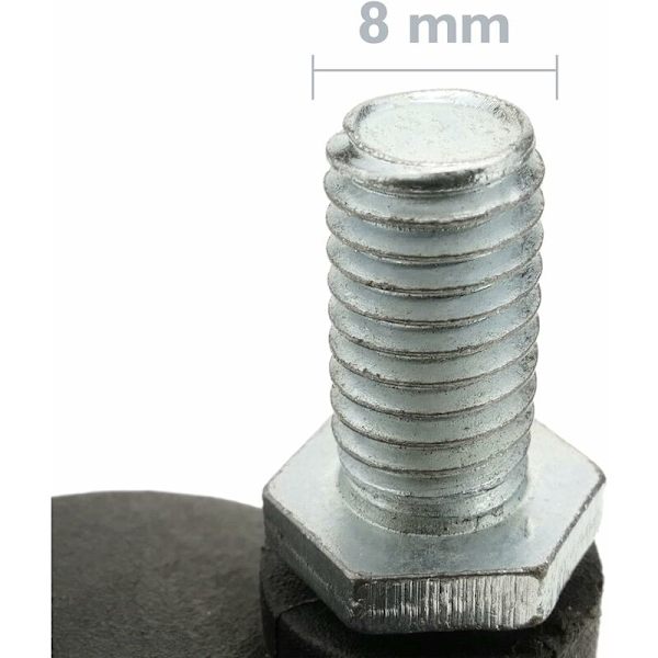 - Drejelige nylonhjul med bremse 40 mm M8 Pakke med 4 (sort)
