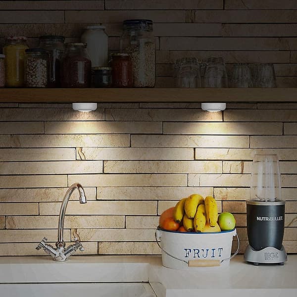 Tap Lys Tryk Lys, 6 Pakke Små Trådløse Touch Lys LED Puck Lys Gave